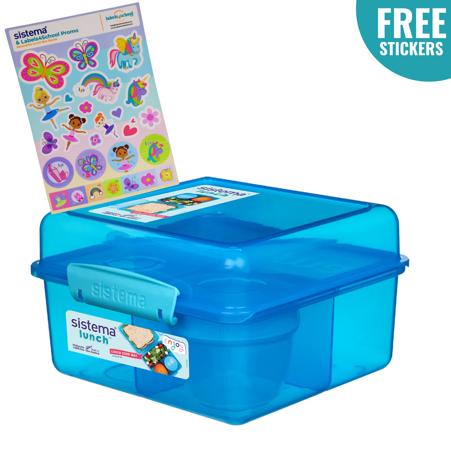 2L Lunch Cube Max with Yoghurt Pot with Stickers