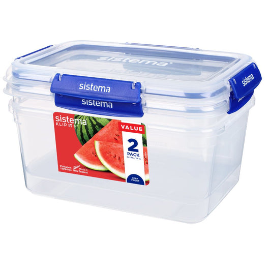 3.35L Rectangular Klip It Plus - 2 Pack