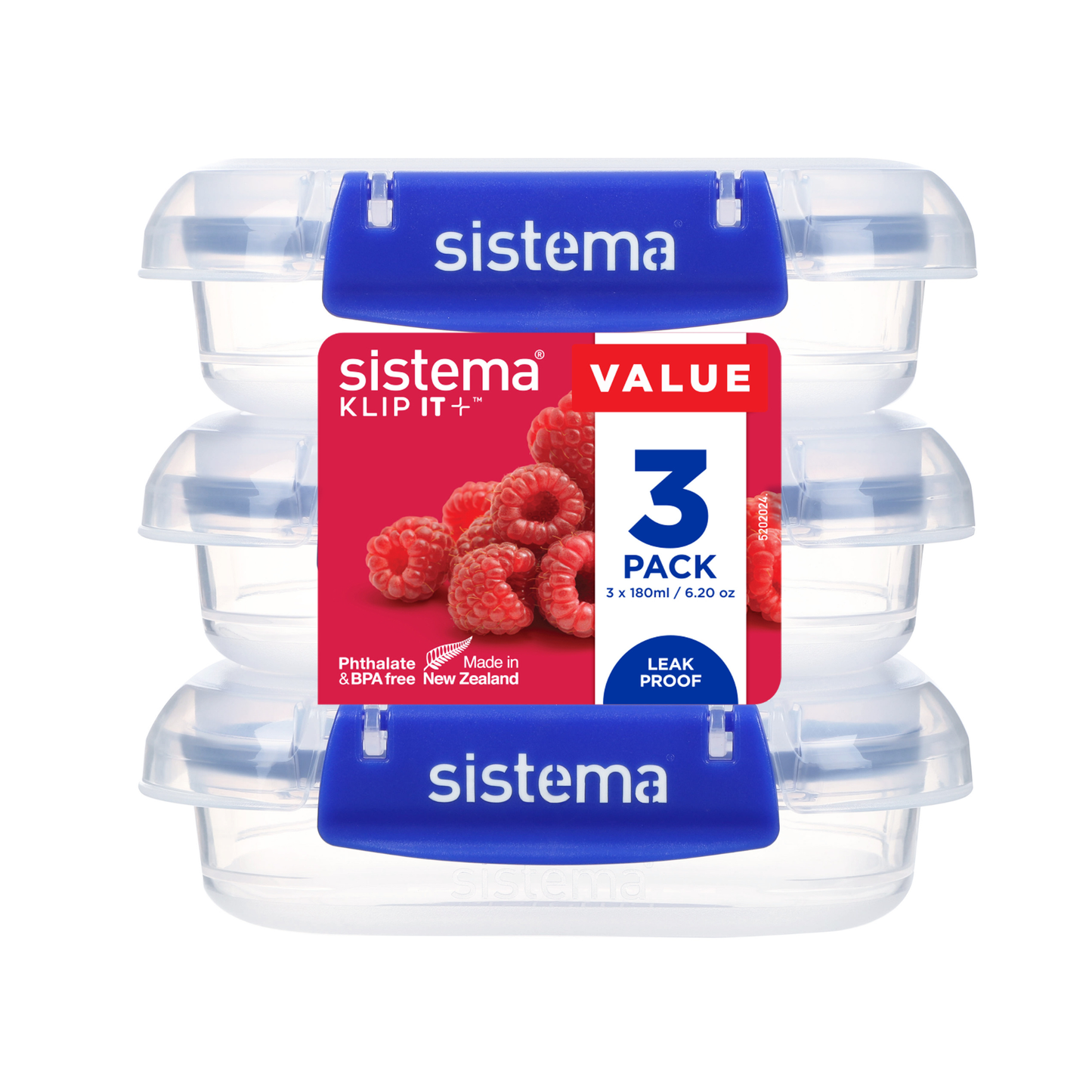 180ml Rectangle Klip It Plus - 3 Pack