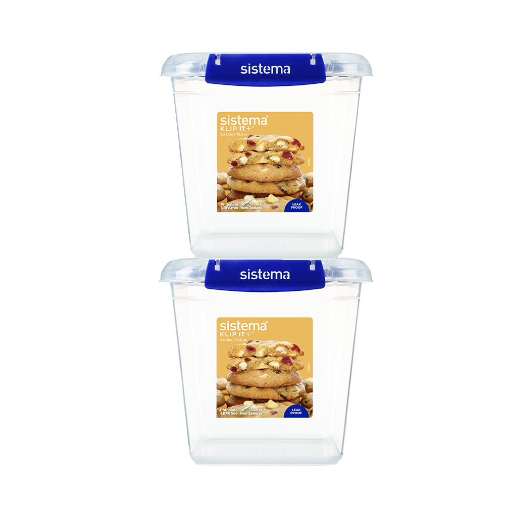 2.2L Square Klip It Plus - 2 Pack