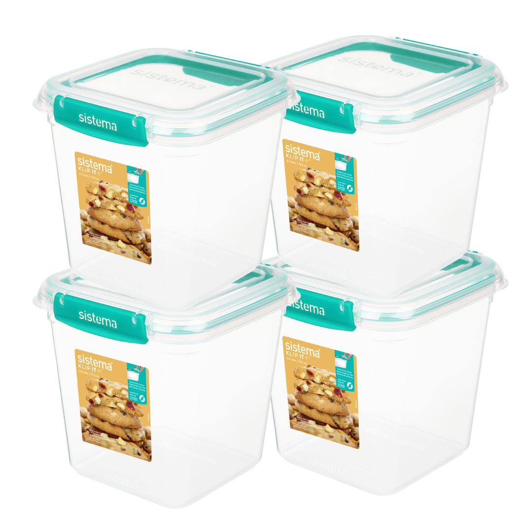 2.2L Square Klip It Plus Minty Teal- 4 Pack