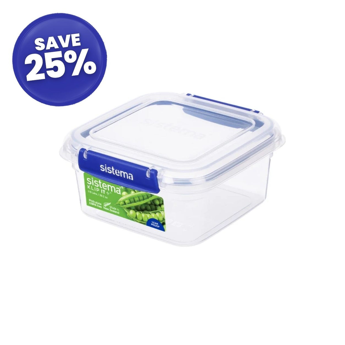 1.15 Litre Square Klip It Plus