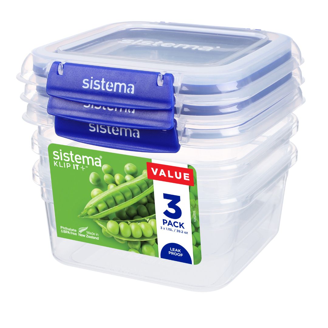 1.15L Square Klip It Plus - 3 Pack