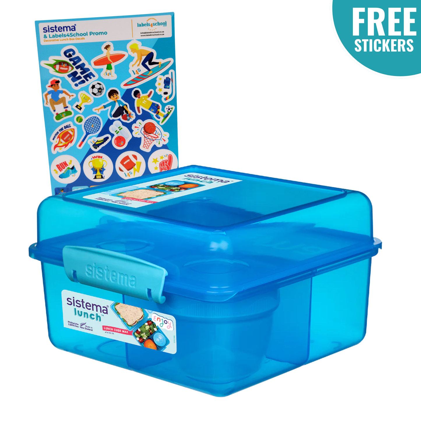 2L Lunch Cube Max with Yoghurt Pot with Stickers