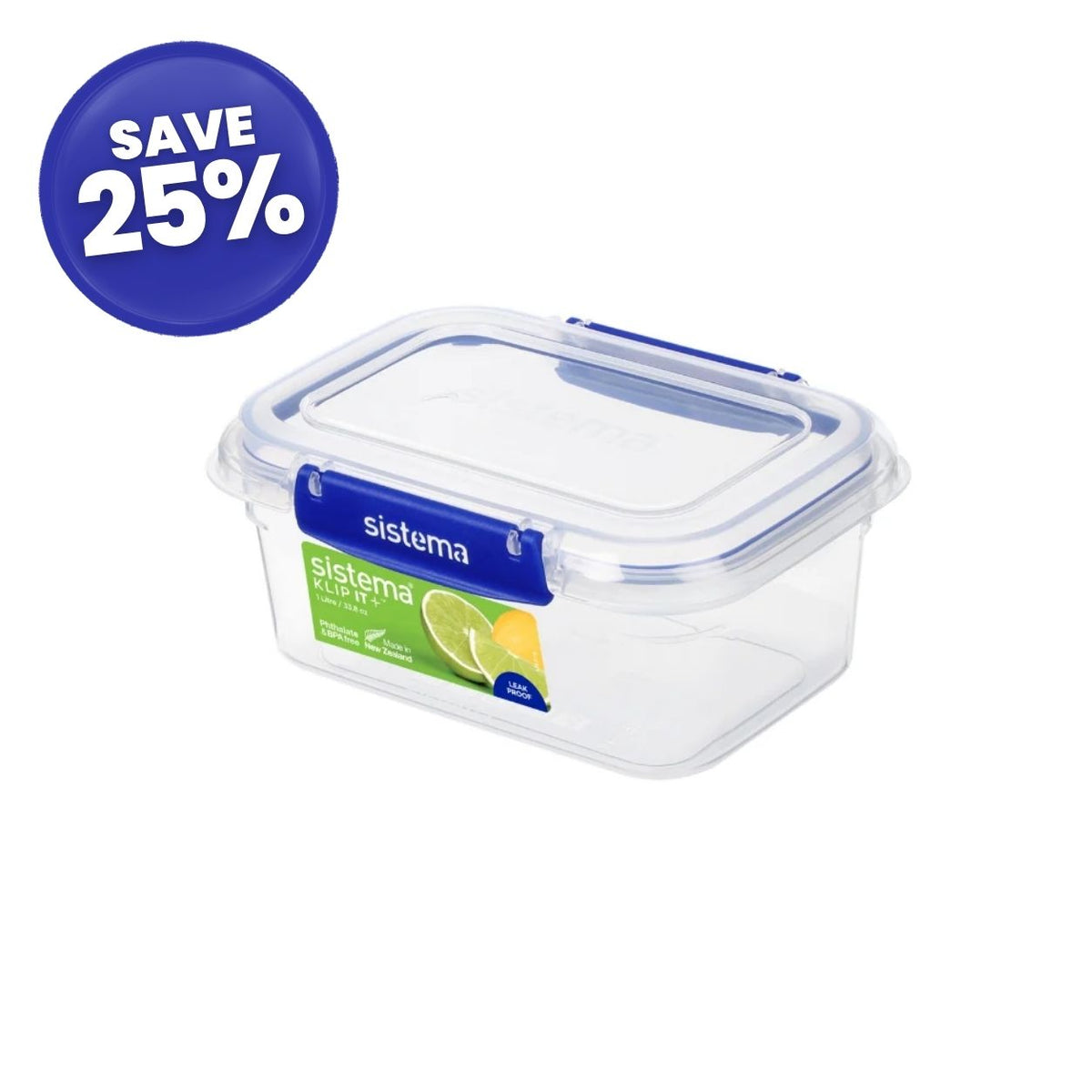 1 Litre Rectangle Klip It Plus