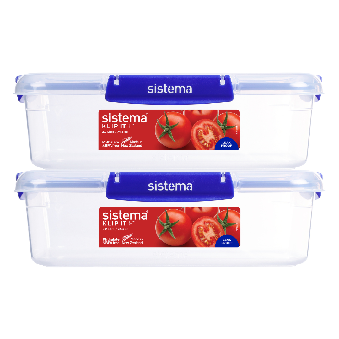 2.2L Rectangular Klip It Plus - 2 Pack