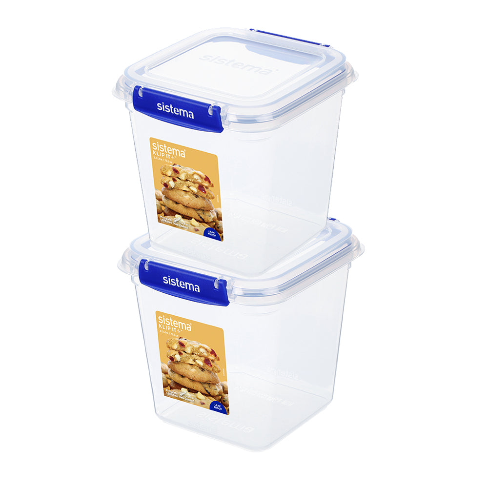 2.2L Square Klip It Plus - 2 Pack