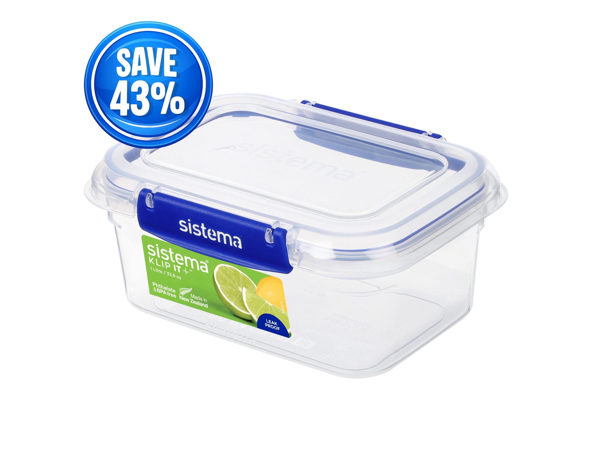 1 Litre Rectangle Klip It Plus