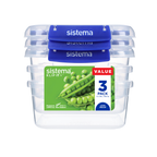 1.15L Square Klip It Plus - 3 Pack