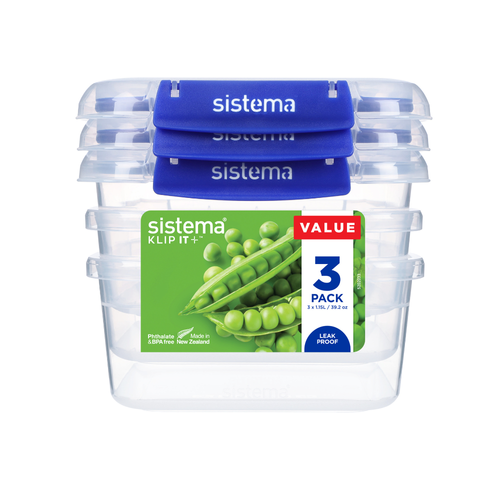 1.15L Square Klip It Plus - 3 Pack