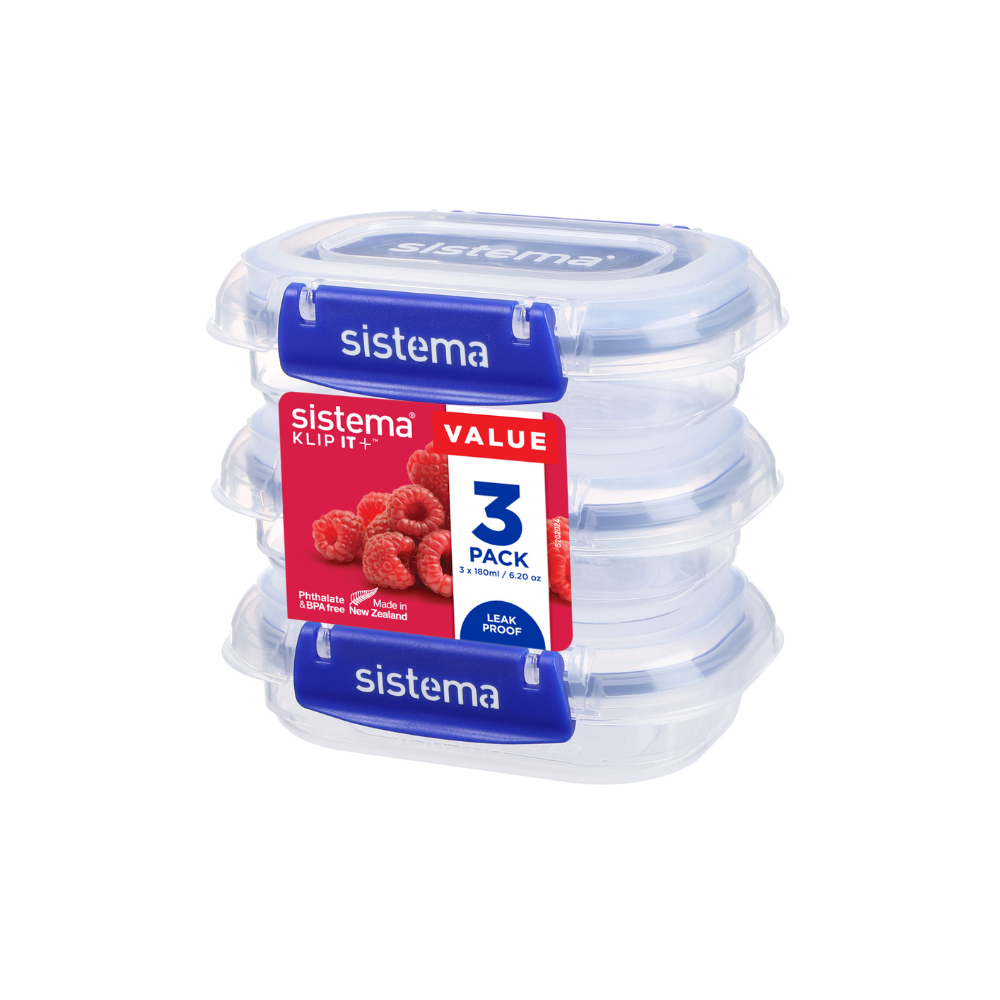 180ml Rectangle Klip It Plus - 3 Pack