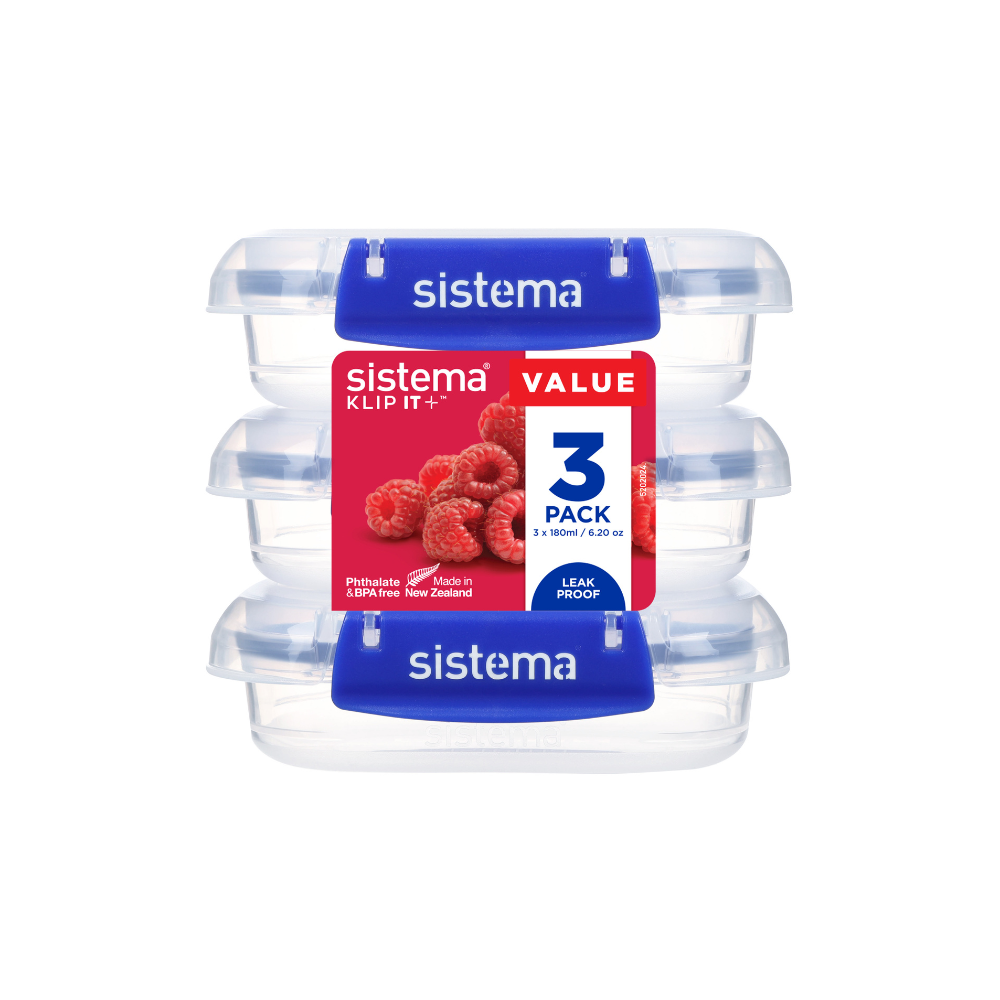 180ml Rectangle Klip It Plus - 3 Pack