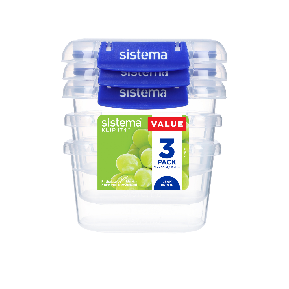 400ml Rectangle Klip It Plus - 3 Pack