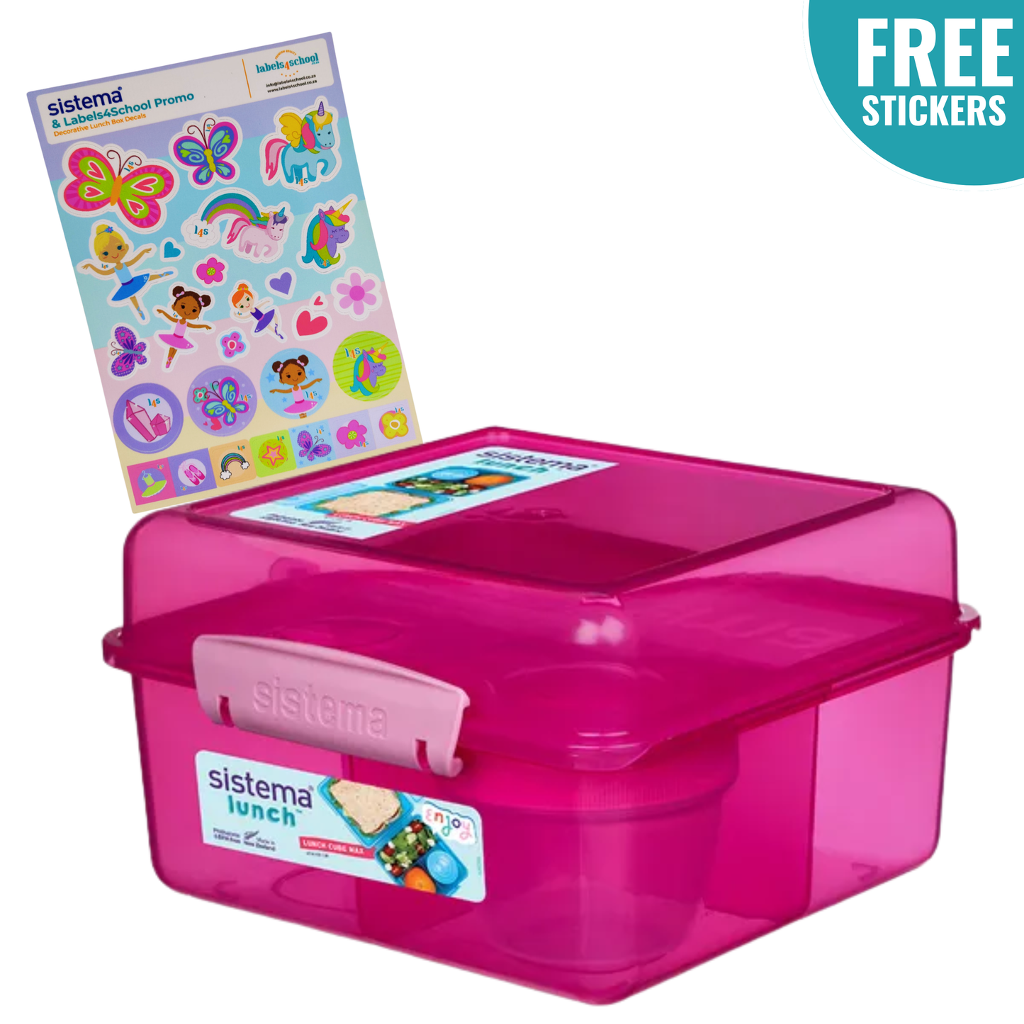 2L Lunch Cube Max with Yoghurt Pot with Stickers